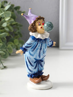 Сувенир полистоун "Клоун надувает шарик" сине-фиолетовый 16,5 см