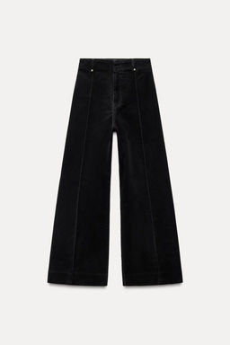 ZW COLLECTION WIDE-LEG HIGH-WAIST FLOCKED JEANS - Zara фото 7