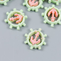 Цена за 10 шт. Пластиковый декоративный элемент Арт Узор. Якорь и штурвал, 1.6?1.5 см