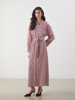 ?izgili Poplin G?mlek Elbise