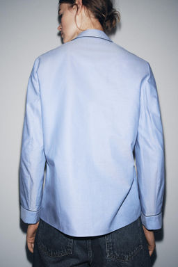 ZW COLLECTION CONTRAST PIPING WRAP SHIRT - Zara фото 5