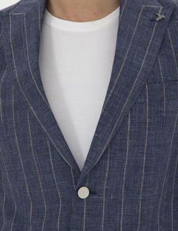 Льняная куртка узкого кроя цвета индиго - Cacharel фото 7