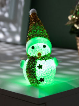 Ёлочная игрушка «Золотистый снеговичок», 8 см, 1 LED, от батареек AG13×3, свечение мульти (RGB)