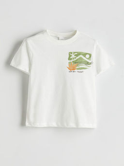 Bisiklet Yaka Bask?l? Erkek ?ocuk Ti??rt