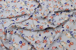 Штапель Премиум Винтажные букетики из роз на св.серо-фиолетовой дымке, 1.45м, вискоза-100% - Купава фото 7