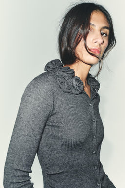 WOOL BLEND FLORAL CARDIGAN - Zara фото 4