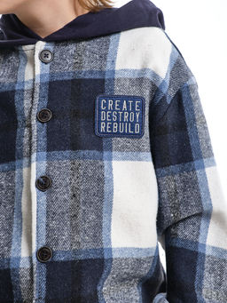 Толстовка для мальчика детская одежда UD 7989 син-белая клетка - Mini maxi фото 5