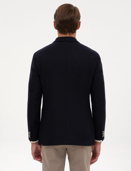 Lacivert Ex. Slim Fit Y_n Kar___ml_ Kruvaze Ceket