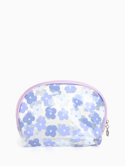 Набор простых косметичек на молниях 2 в 1, с принтами, сиреневый