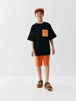 Футболка оверсайз "Уголь" с карманом 7+