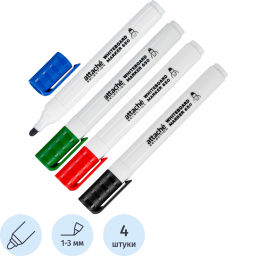 Набор маркеров для белых досок 650, 1-3 мм, кругл.нак., 4 цв - Attache фото 2