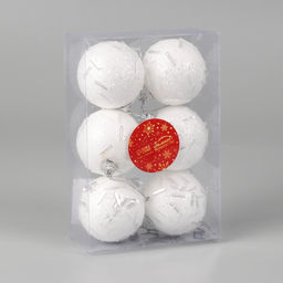 Ёлочные игрушки Боаз, шары новогодние, d=6 см, набор 6 шт., белый - Зимнее волшебство фото 2