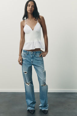 TRF RIPPED MID-WAIST JEANS - Zara фото 3