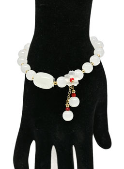 Браслет с подвеской "Цветок" цв.белый, 17см