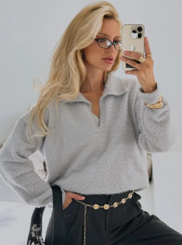 K13203 Джемпер (вязаный трикотаж) СЕРЫЙ