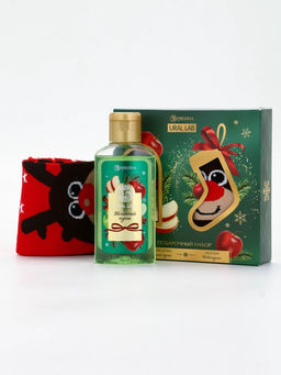 Подарочный набор новогодний Ароматы праздника, гель для душа, яблоко, 100 мл и носки, URAL LAB