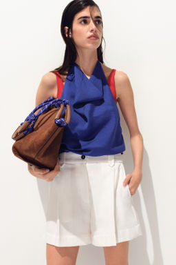 Pantal?n corto con pliegues - H&m фото 3