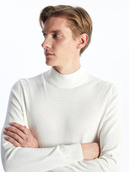 Yar?m Bal?k?? Yaka Uzun Kollu Erkek Triko Kazak