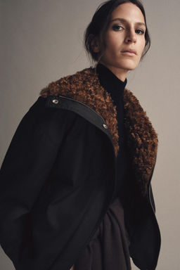 FAUX SHEARLING BOMBER JACKET ZW COLLECTION - Zara фото 4