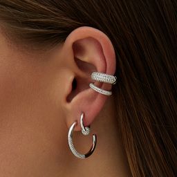 Серебряные серьги кольца с фианитами