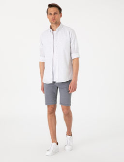 Beyaz Desen Bask_l_ Slim Fit Uzun Kollu G_mlek