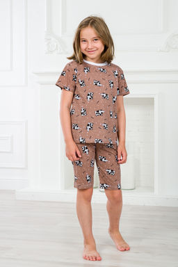 Пижама подростковая из футболки и бридж из кулирки Коровы