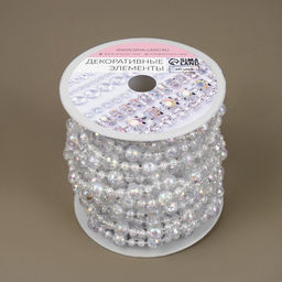 Бусы на нитях, с голографией, 8 мм, 9±1 м, прозрачные