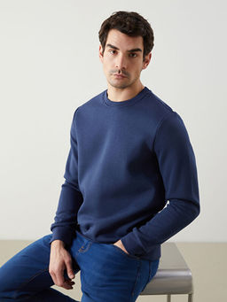 Bisiklet Yaka Uzun Kollu Bask?l? Erkek Sweatshirt