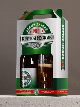 Подарочный набор Крутой мужик: гель для душа пиво и кружка с имитацией, 500 мл, Чистое счастье