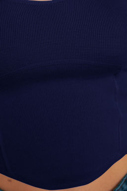 Lacivert Crop Bustiyer Ince Bluz TWOSS22BZ0802