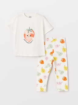 Bisiklet Yaka Bask?l? K?sa Kollu K?z ?ocuk Pijama Tak?m?