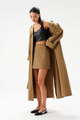 Юбка Annete А1438 мини хлопок хаки  фото 5