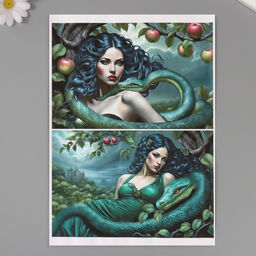 Цена за 5 шт. Декупажная карта «Женщина со змеей», плотность 45 г/м², формат А4