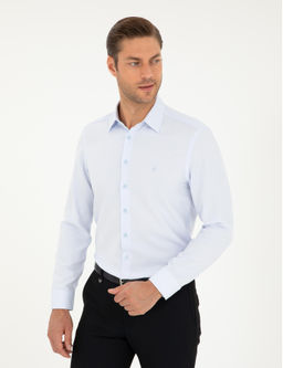 Рубашка Pierre Cardin Slim Fit светло-голубая с длинным рукавом
