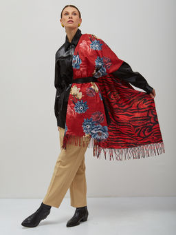 в составе шерсть Большой, мягкий, теплый двусторонний палантин с рисунком в стиле «арт-деко». - Tantino фото 7