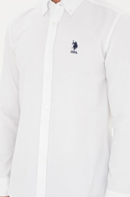 Мужская белая базовая рубашка с длинным рукавом - U.s. polo assn фото 6