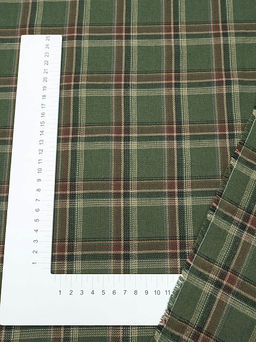 Фуле Клетка цв.темно-эвкалиптовый/коричневый, ш.1.45м, хлопок-100%, 180гр/м.кв - Купава фото 4