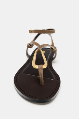 SANDALIA PIEL PIEZA MET?LICA / Beige - Zara фото 5