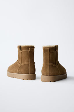 LEATHER ANKLE BOOTS WITH FAUX SHEARLING - Zara фото 5
