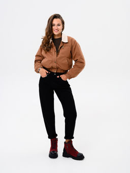 Ботинки 319.taskanabl.Бордо замша+черный/мех