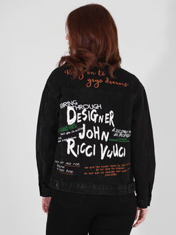 Джинсовая куртка женская с надписями - Almond фото 4