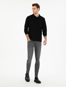 Siyah Slim Fit K_vr_lmaz Yaka Sweatshirt - Pierre cardin фото 4