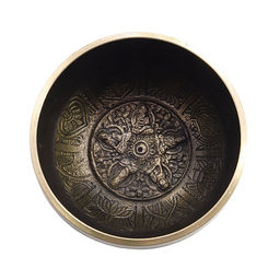 Чаша поющая FINE черно-золотой узор 801-1000гр для лечения и медитации ХРУПКОЕ