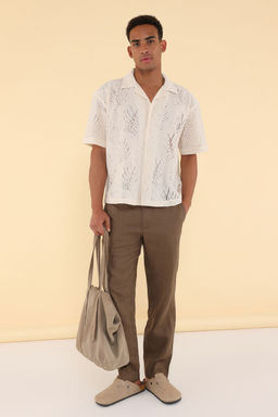 TRENDYOL MAN Ekru Unisex Nak?s Brode Detayl? Yazl?k Boxy Fit Gomlek TMNSS25GO00044 - Trendyolmilla фото 2