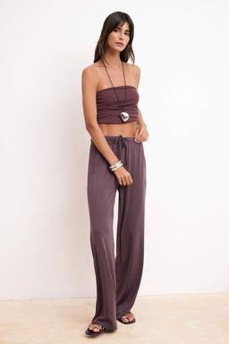 Bordo Pembe Straplez Buzgulu Esnek Orme Bluz TWOSS24BZ00216