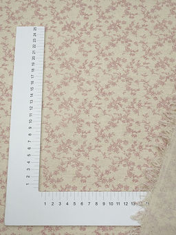 Хлопколен Туаль де Жуи - прованс цветы цв.брусника (на суровом), ш.1.4м, лен-15%, хл-85% - Купава фото 4