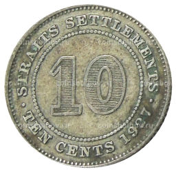 10 центов 1927 года Стрейтс Сетлментс