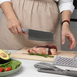 Нож топорик Комфорт 16см из нержавеющей стали, s1,8мм, ширина 6см, ручка из ударопрочного пластика с силиконовой вставкой, коричневый, в пластмассовом чехле, на картоне, TalleR (Китай) - Домашняя мода фото 5