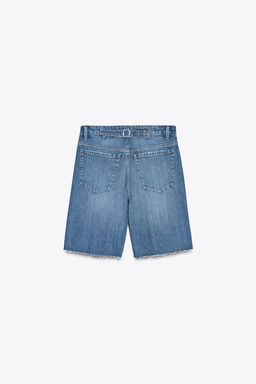 TRF MID-WAIST BELT LOOP DENIM BERMUDA SHORTS - Zara фото 15