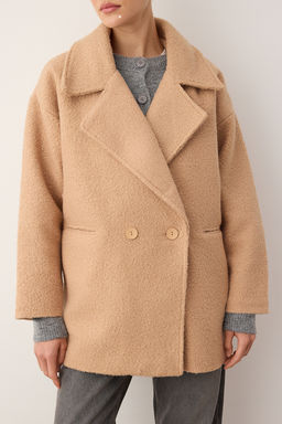 Vizon Buklet Kruvaze Oversize Midi Kaban TWOAW26KB00070 - Trendyolmilla фото 12